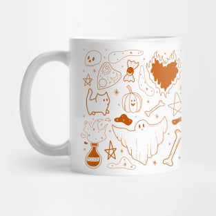 witchy ink pattern for halloween - orange Mug